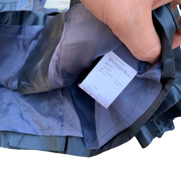 RARE 2007 Silk Cropped Burberry Jacket Size 6 Blue - Picture 14 of 16